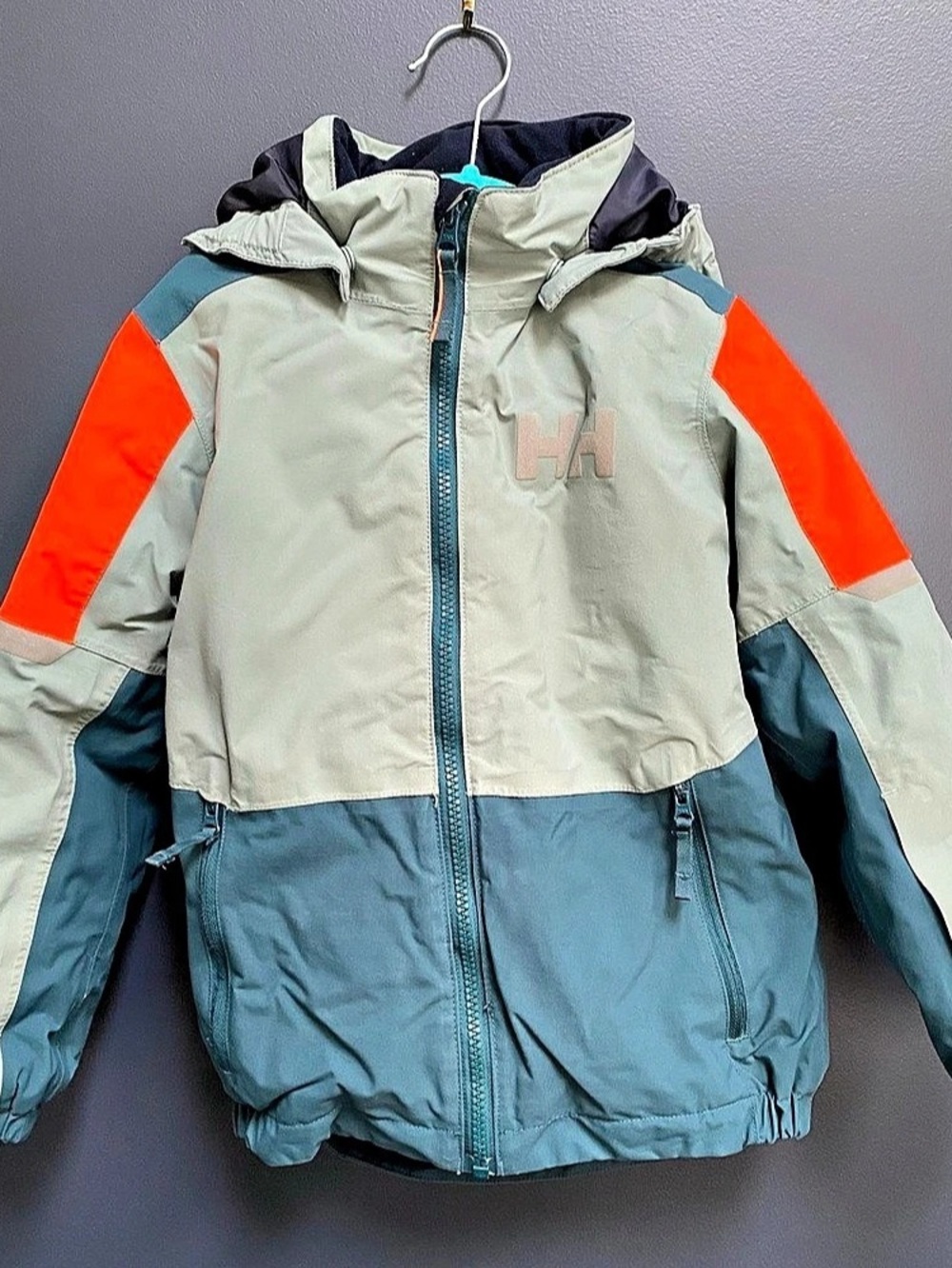 Helly Hansen Boys 12/7 Blue & Orange Colorblock Jacket